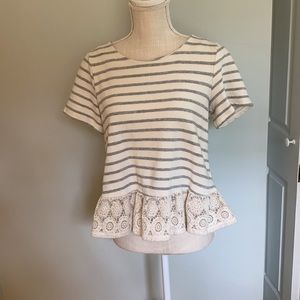 Anthropologie eri + ali stripped peplum blouse